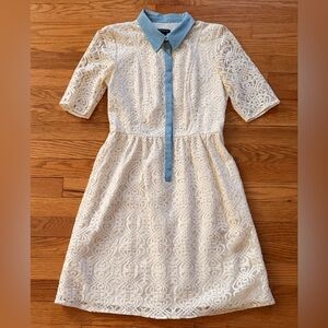 Cottage Lace Dress with Blue Collar